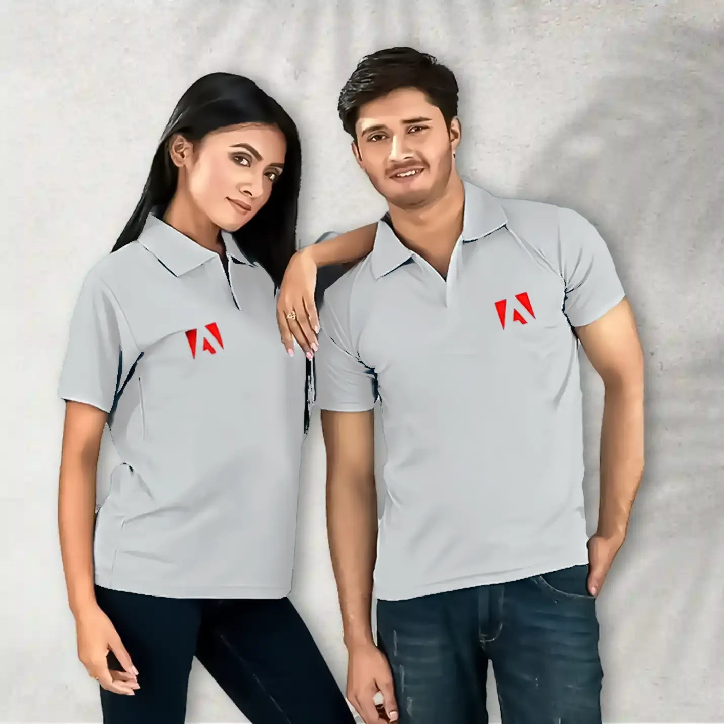 Vintage Pure Cotton Polo Neck Grey T-shirts